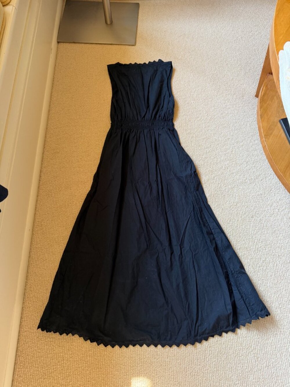 Frame Navy Cotton Button Front Maxi Dress - Picture 4 of 5